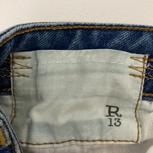R13 Kick Fit Flare Jeans in Westbourne Size 27 Distressed Made in Italy Crop - Picture 11 of 16